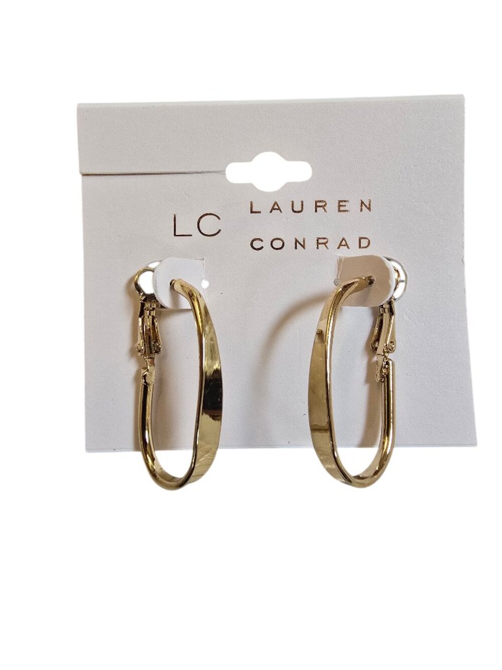 LC Lauren Conrad Gold Plated Oval Lever Back Small Hoop Earrings NWT